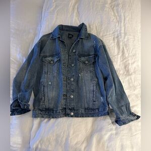 Oversized Distressed Jean Jacket